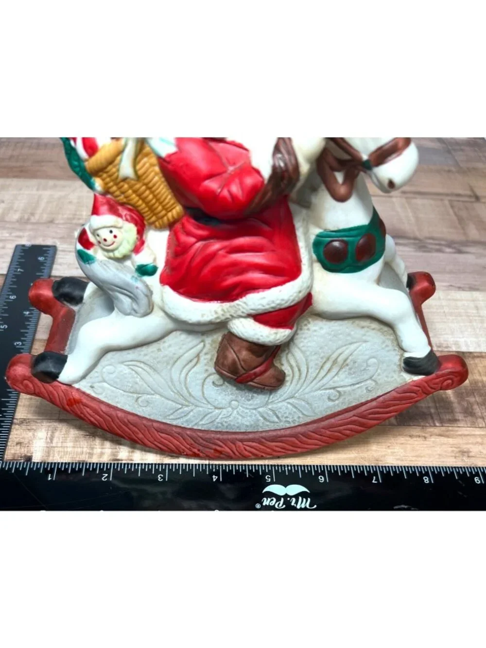Vintage Santa Claus Rocking Horse Ceramic Figurine Christmas Decor Plays Music